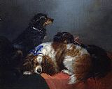 Two King Charles Spaniels and a Terrier by George Armfield